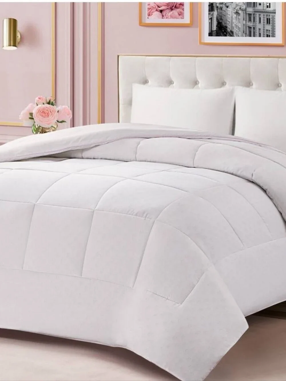 Juicy Couture Home Embossed Down Alternative Queen Comforter- White